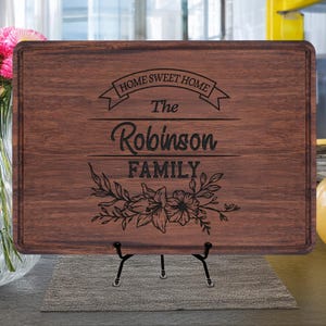 Personalized, Engraved Cutting Board with Home Sweet Home Design for Housewarming or Closing Realtor Gift, New home gift for friends