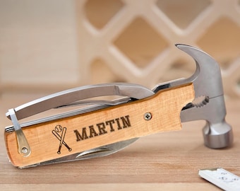 Personalized Baseball  Multi Tool Pocket Knife, Engraved Pocket Multi tool, Knife for Men, Hammer Multi tool Gift for Husband Dad Grandpa,