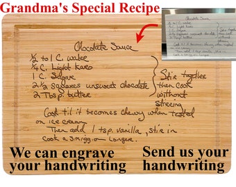 Handwritten Recipe Cutting Board, Grandma's Handwriting, Personalized Cutting Board, Engraved Recipe, Christmas Gift for Mom, Gift for Nana