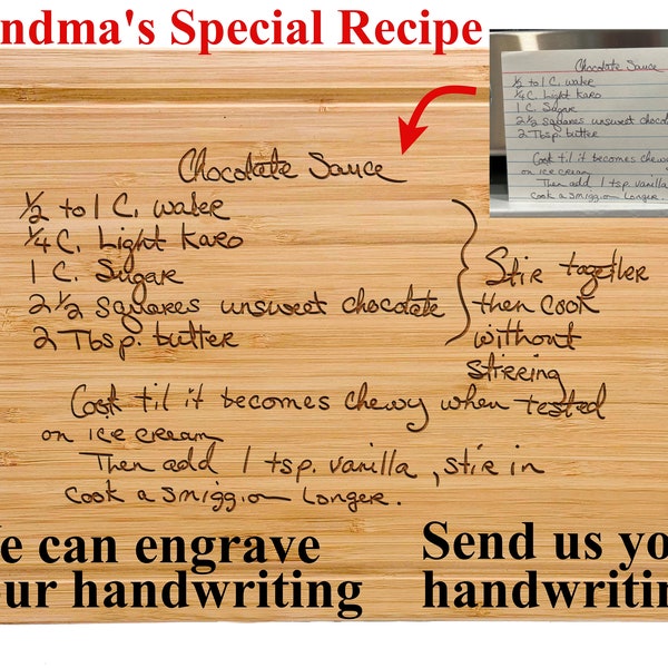 Handwritten Recipe Cutting Board, Grandma's Handwriting, Personalized Cutting Board, Engraved Recipe, Christmas Gift for Mom, Gift for Nana