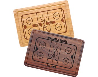 Personalized Hockey Theme Anniversary Gift, Cutting Board Wedding Gift, Hockey Fan Rink, Christmas Cutting Board, Handmade Hockey Gift