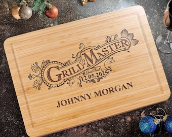 Personalized Grill Master Charcuterie Board: Rustic Meat Tray Gift