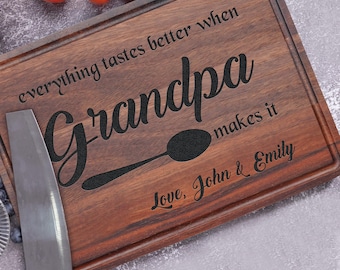 Custom Grandpa Gift for Christmas, Grandpa's Birthday Gift, Personalized Wooden Cutting Board For Grandfather, Papa Gift from Kids