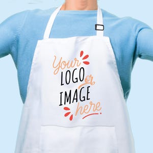 Personalized Logo Apron With Pockets, Custom Text Logo Apron, Custom Print Apron, Custom Kitchen Apron Women Men, Chef Gift, Artist Apron