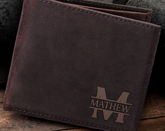 Personalized Wallet, Men Leather Wallet, Boyfriend Gift, Fathers Day Gift for Mens, Wallet with Name, Valentines Gift for Him, Memorial Gift