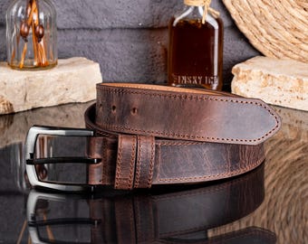 Made from 100% premium genuine Leather Belt, Leather Belt for Dad, Valentines Day Gift for Boyfriend, Unique Gift for Husband, Handmade Belt