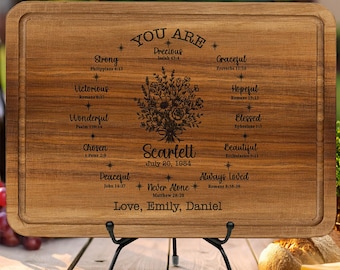 Personalized Christian Cutting Board for Mom or Grandma, Custom Faith Gift for Women, Bible Verse Kitchen Gift, Religious Christmas Gift