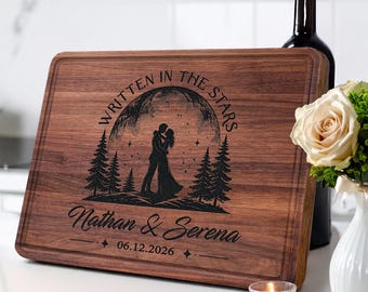 Custom Engraved Wedding Gifts 2026 for Couple, Personalized Bridal Shower Cutting Board, Anniversary Keepsake, Newlywed Gift for Bride Groom