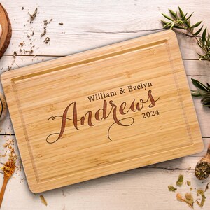 Personalized Handmade Cutting Board Farmhouse Wreath Design, Custom Wedding & Anniversary Gift for Couples, Housewarming and Closing Present