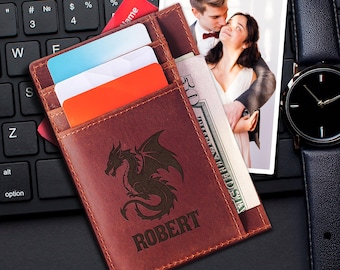 Father's Day Gift, Personalized Men's Wallet, Genuine Soft  Leather Wallet, Personalized Engraved Gift for Him, Boyfriend, Dad, Husband