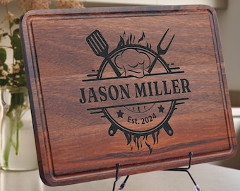 Custom Cutting Board for Dad, Personalized Father's Day Gift, Grill Lover Dad Gift, BBQ Gift for Men's Birthday, BBQ Cutting Board for Men