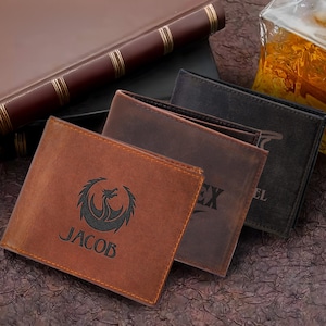 Cartera de cuero para hombre, Cartera para hombre, Cartera de dragón, Cartera de cuero, Cartera delgada, Cartera de regreso a clases, Cartera de cuero para hombre, Cartera plegable