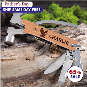 Personalized Pocket Size Hammer, Multi Tools for Men, Custom Engraved Gifts for Boyfriend, Husband, Dad, Hand Tool for Camping or Fishing
