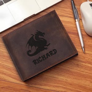 Cartera personalizada para hombre / Cartera de cuero de primera calidad / Regalo para él / Aniversario, padrinos de boda, cumpleaños / Regalo para papá