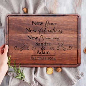 Personalized New Home Cutting Board,  Cutting Board with Names, Housewarming Gift, New Home Gift, Realtor Closing Gift, Engraved Board