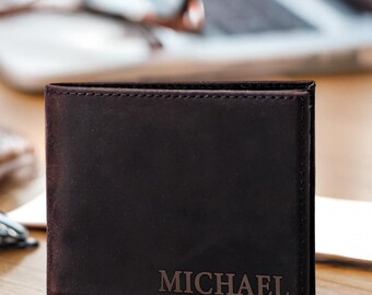 Custom Leather Wallet, Christmas Gift for Him, Personalized Wallet, Engraved Wallet, Gift for Father in Law, Mens Wallet, Dad Birthday Gift