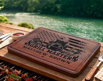 Customized BBQ Cutting Board, Patriotic Grill Master Gift for Dad, American Flag Eagle BBQ Board, Father’s Day Gift for Dad Grandpa