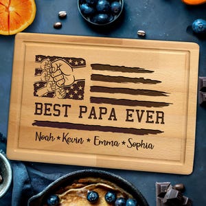 Personalized Best Dad Ever Cutting board, Fist Bump Dad Gift, Dad Gift With Kids Names, Father&#39;s Day Gift, New Dad Cutting bard, Dad Gift,
