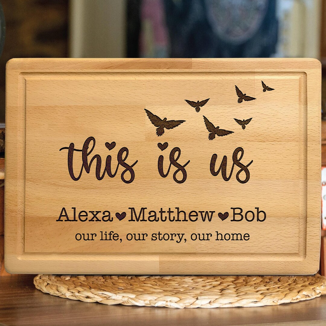 Custom Family Names Engraved Cutting Board, New Homeowners Gift ...
