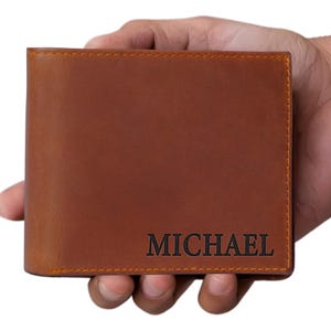 Billetera personalizada, billetera de cuero genuino, billetera grabada personalizada, billetera para hombre, regalo de aniversario para él, esposo, novio, papá, hombres