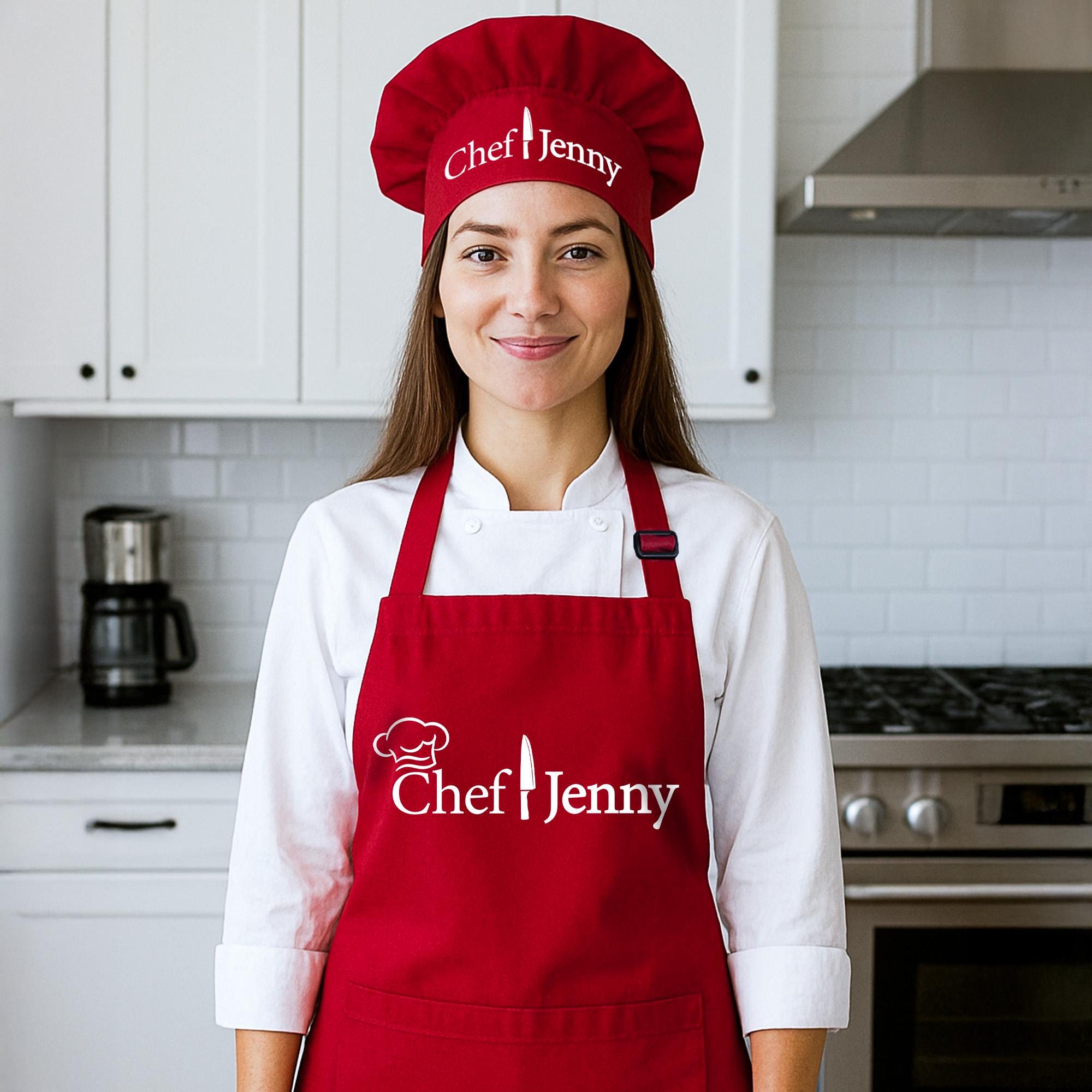 Custom Named and Master Chef Designed Apron With Hat for Men, Birthday ...