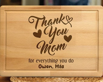 Personalized Cutting Board for Mom, Custom Engraved Charcuterie Board, Mom Gift for Mother’s Day, Mom Birthday Gift,  Mom Christmas Gift