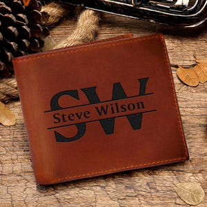 Cartera de cuero personalizada para hombre, regalo de Navidad para papá, regalo de cumpleaños para hombre, billetera personalizada para novio, yerno, esposo, papá, abuelo