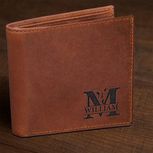 Custom Leather Men Wallet with ID, 2025 Christmas Gift Idea, Custom Leather Wallet, Personalized Wallet, Engraved Wallet, Gift for fiance
