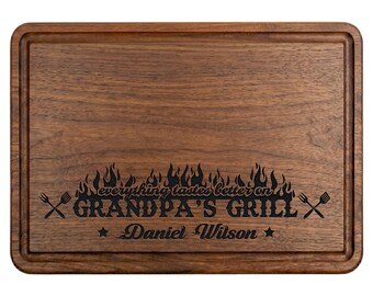 Personalized Grilling Cutting Board Gift for Grandpa, Grilling Accessory, Gift from Grandkids, Father's Day Gift, Grandpa's Birthday Gift