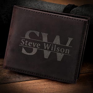Billetera personalizada de regalo, billetera de cuero para hombre, billetera con nombre grabado, regalo para padrinos de boda, billetera personalizada, regalo para novio, papá, abuelo