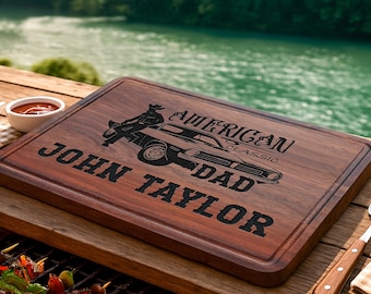 Personalized Best Dad Ever Cutting Board, Classic Car Decor Gifts, Custom American Cowboy BBQ Board, Father's Day Gift for Dad Grandpa