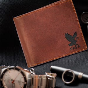Cartera de cuero personalizada de águilas para hombre, billetera personalizada, regalo para él, billetera para hombre, regalo para papá, abuelo, esposo, regalo del Día del Padre 2025