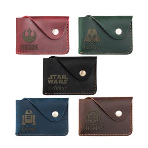 Cartera minimalista, tarjetero personalizado, cartera ultrafina, cartera para hombre, cartera para mujer, color rojo
