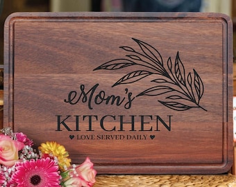 Personalized Mom's Kitchen Cutting Board, Custom Engraved Gift For Mama, Mother's Day Gift for Mom Mommy Grandmother Nana Mimi
