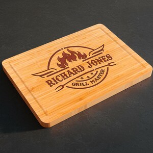 The Grill father Cutting Board, Personalized BBQ Gift for Dad, Custom Grill Master Board, Father&#39;s Day Gift for Him, Chef Name Engraved