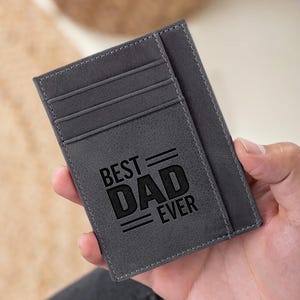 Billetera minimalista personalizada "El mejor papá del mundo", billetera fina de cuero para papá, billetera personalizada, regalo para papá nuevo, regalo para el Día del Padre.