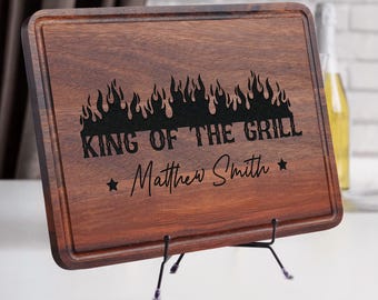 Personalised Master of Steak Cutting Board, Engraved Acacia Wood BBQ Board, Gift for Dad, Grill Master Gift, Custom Chopping Board for Him