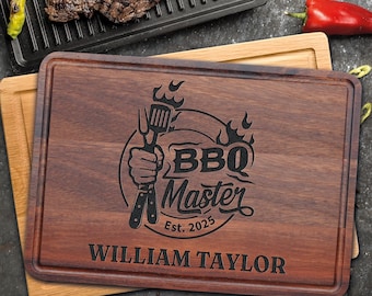 Personalized King Of The Grill Designed BBQ Cutting Board, Gift for Men, Father's Day Gift for Fathers, Birthday Gift, Gift from Kids