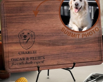 Personalized Dog Portrait Cutting Board, Custom Engraved Pet Photo, Gift for Pet Lovers