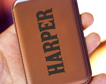 Custom iPhone Magnetic Card Holder Promotional Items, Detachable Magnetic Leather Card ID Holder, MagSafe Card Wallet with Strong Magnets
