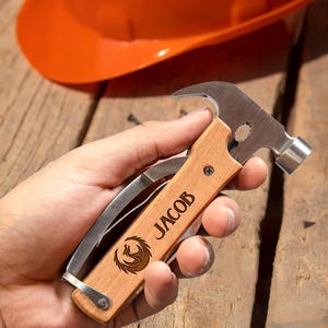 Personalized MULTITOOL HAMMER Tools Pocket Knife Custom Engraved Groomsmen Fathers Day Gift for Him Dad Men Son Boyfriend Fishing Birthday