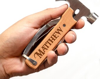 Custom Engraved Pocket Multi Tool for Men, Dad Christmas Gift from Kids, Survival Knife, Every Day Carry Multipurpose Tool, Bottle Opener