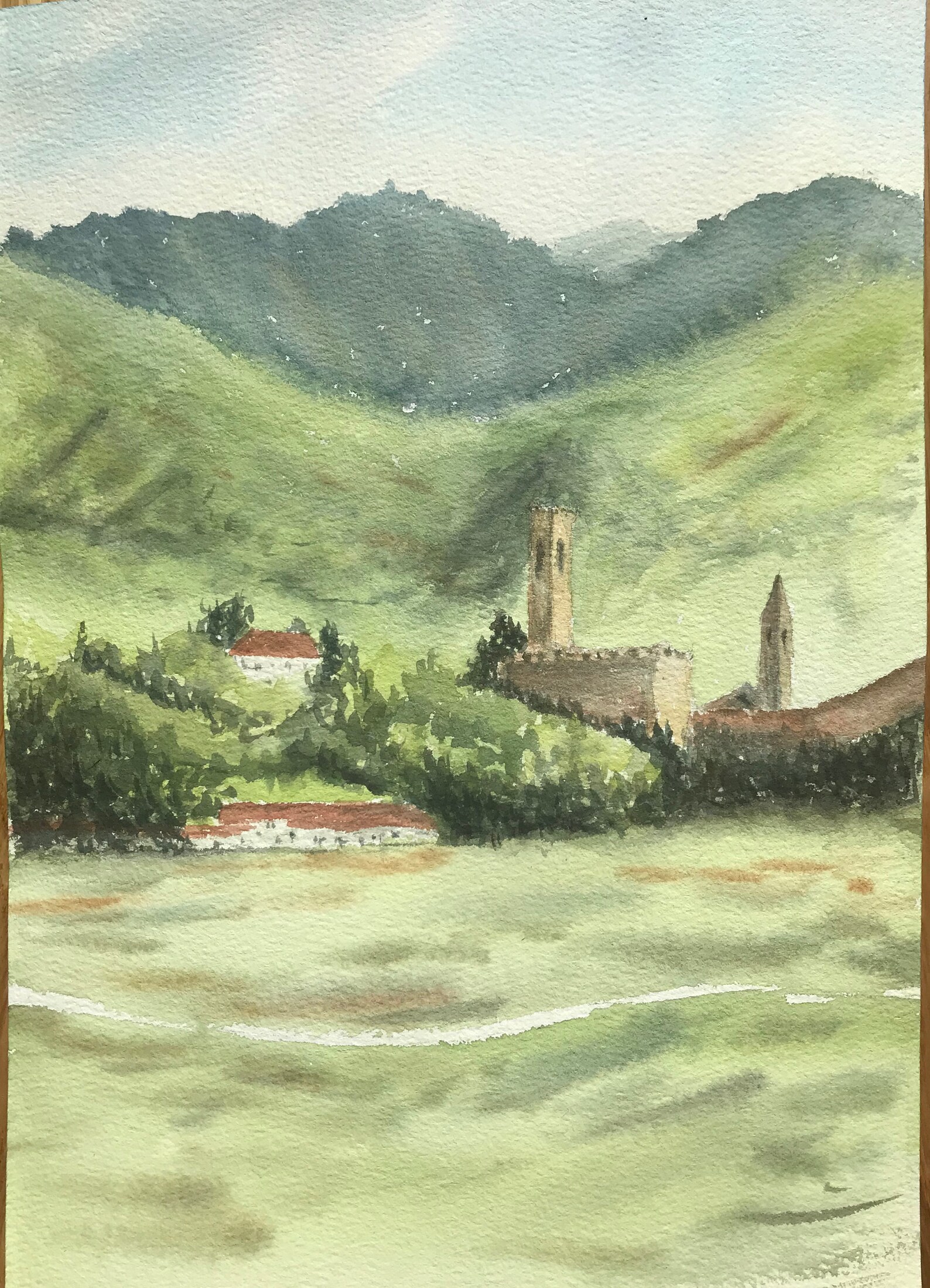 Watercolor Europe Landscape Castle Etsy