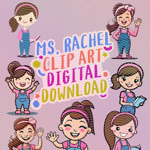 Ms. Rachel PNG Clip Art Bundle, 7 Original Images