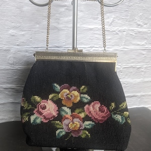 Wool Needlepoint Granny Purse