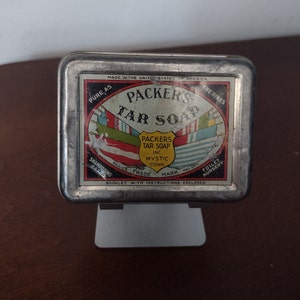 Packers Tar Soap Tin Container Box - Rustic Primitive Home Decor - Storage - Organizational - Bathroom Decor - Soap Tin Soap Box