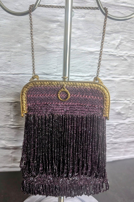 Antique Beaded Purple Flapper Purse