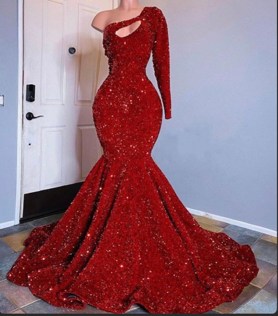 Mono strap dress mermaid dress African dress velvet sequins Etsy