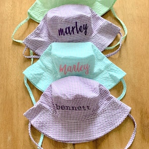 Monogram Seersucker, Gingham Toddler Bucket Hat