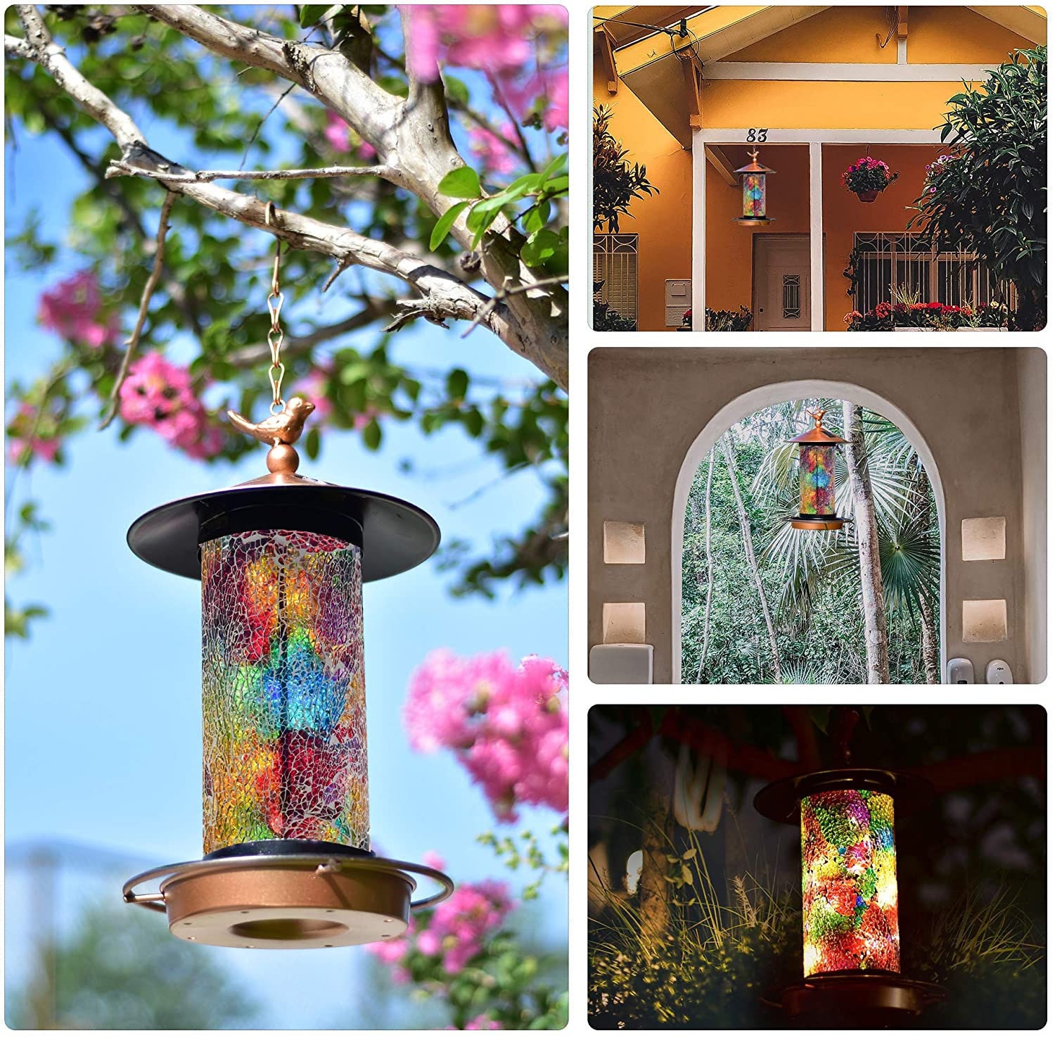 Solar Bird Feeder Outside Garden Lantern Light Hummingbird Etsy